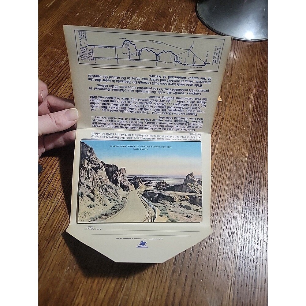 LOT - 3 VINTAGE FOLDOUT Postcard Folders Bad Lands SD South Dakota Souvenir